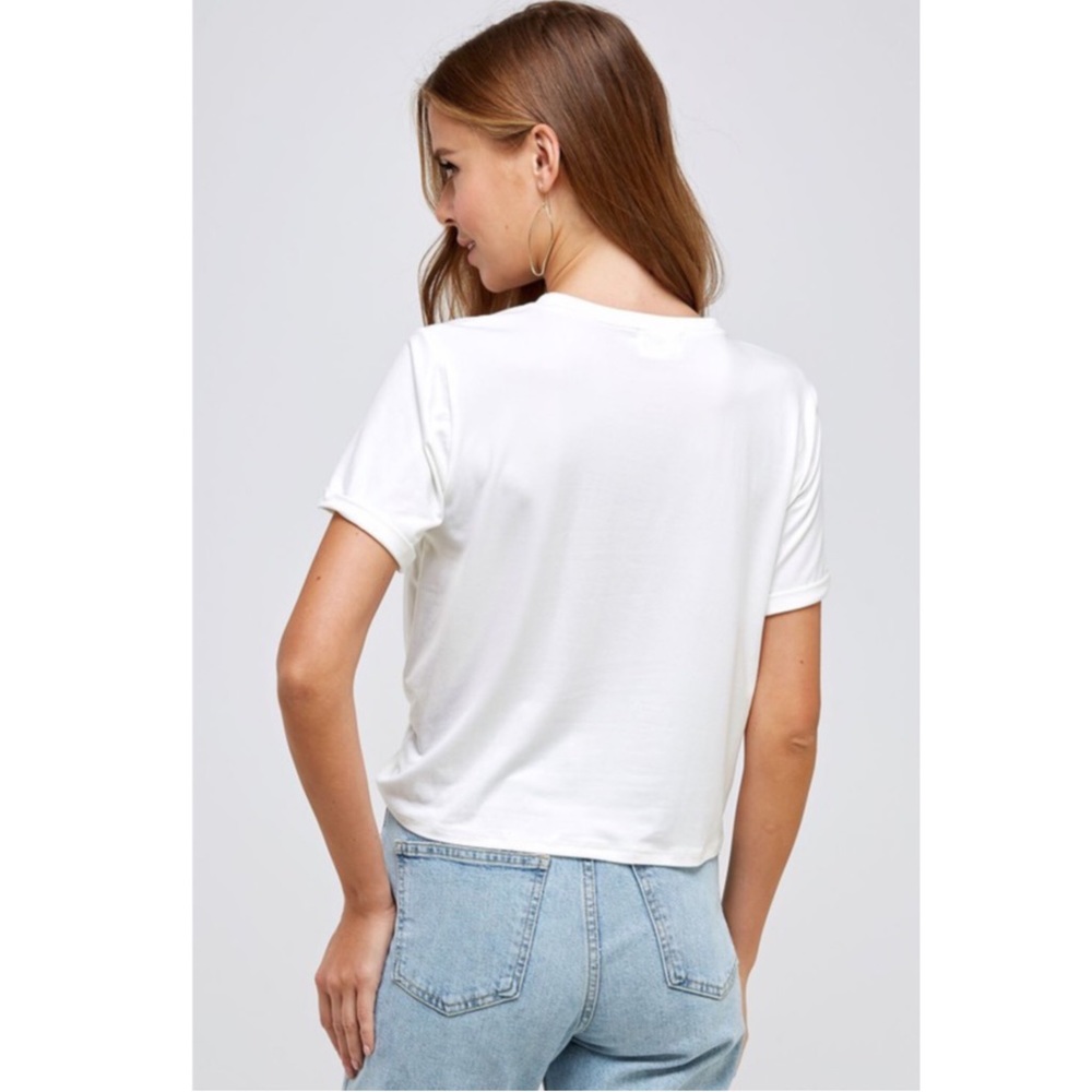 Lovely White Twisted Knot Crop Top - Picture 3 of 4